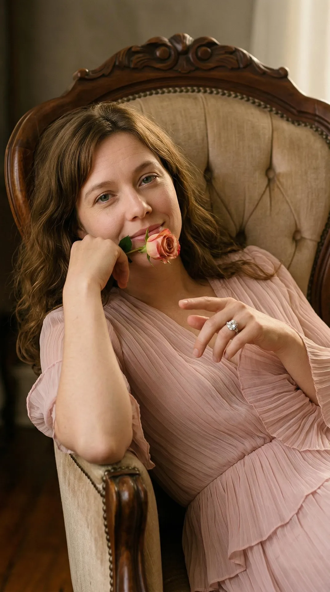 Rings And Manicure In Armchair Portrait