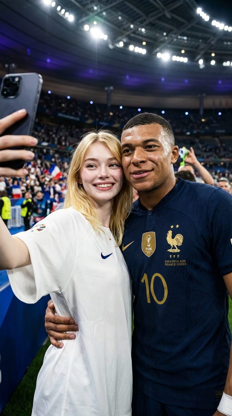 Beside Kylian Mbappe Football Stadium Selfie