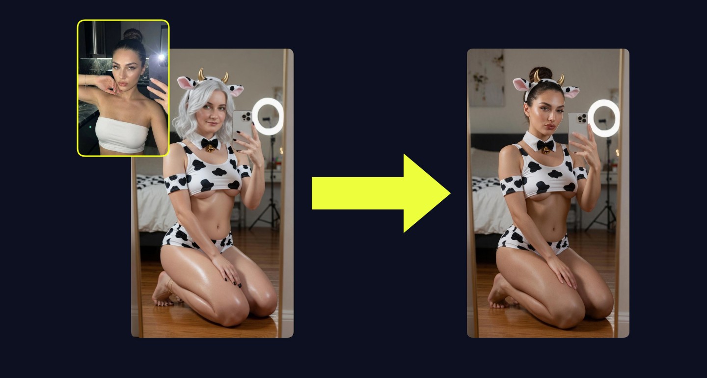 Lily remix walkthrough for Cow Costume Kneeling Mirror Scene