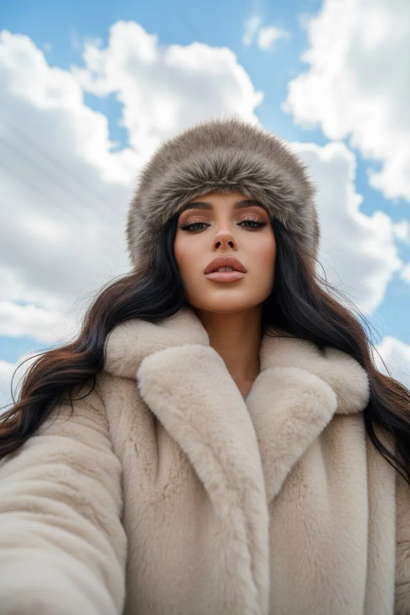 Fur Papakha Selfie Portrait
