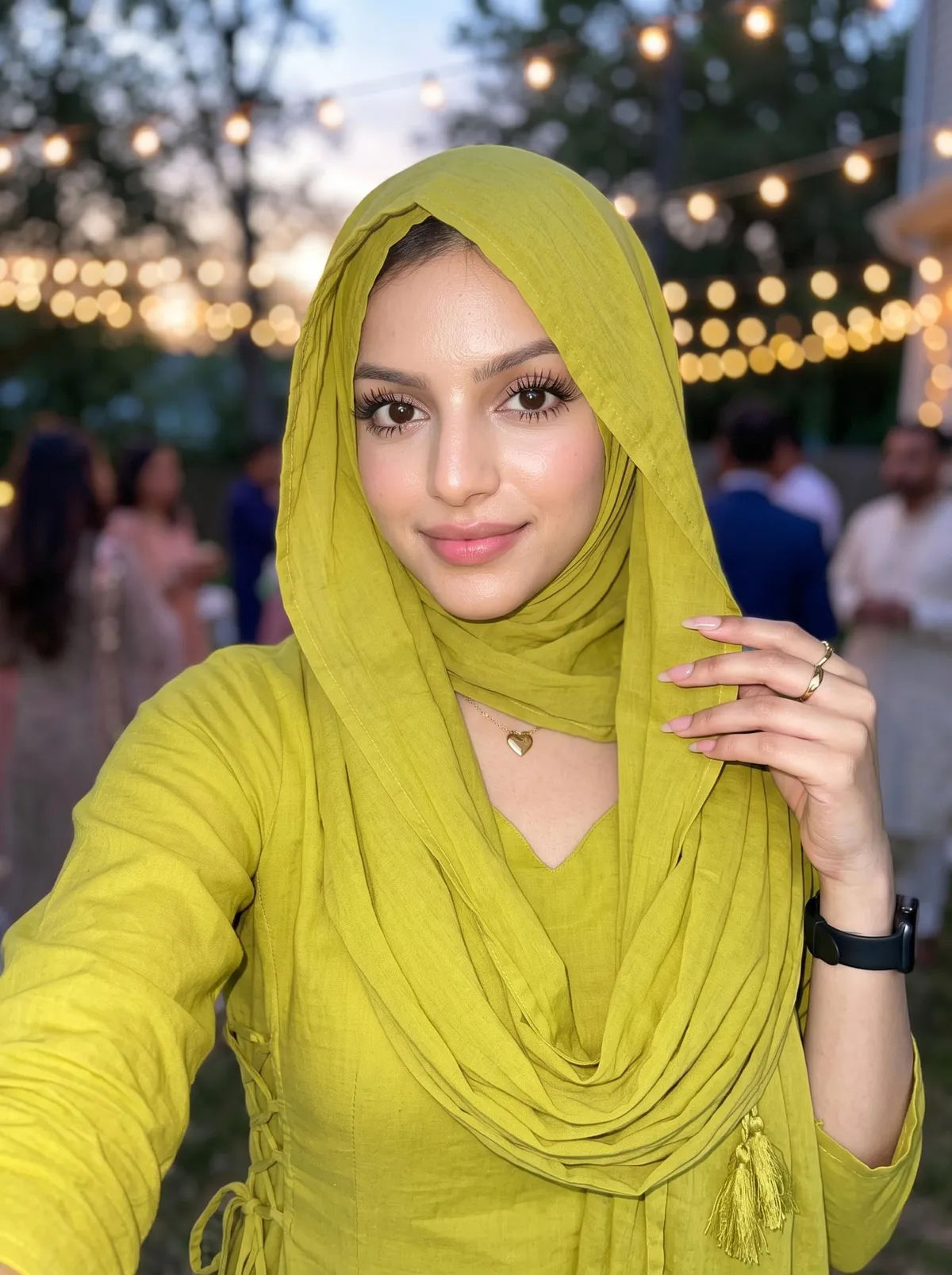 Makeup Necklace Rings And Wristwatch In Outdoor Portrait