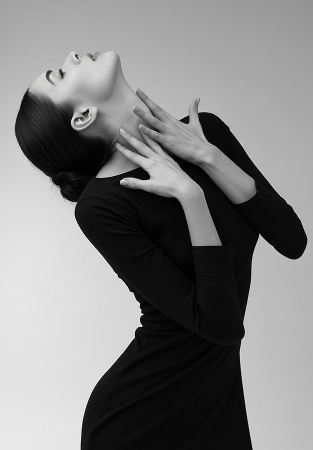 Medium Shot Portrait Orientation Black And White Photograph Captures Woman