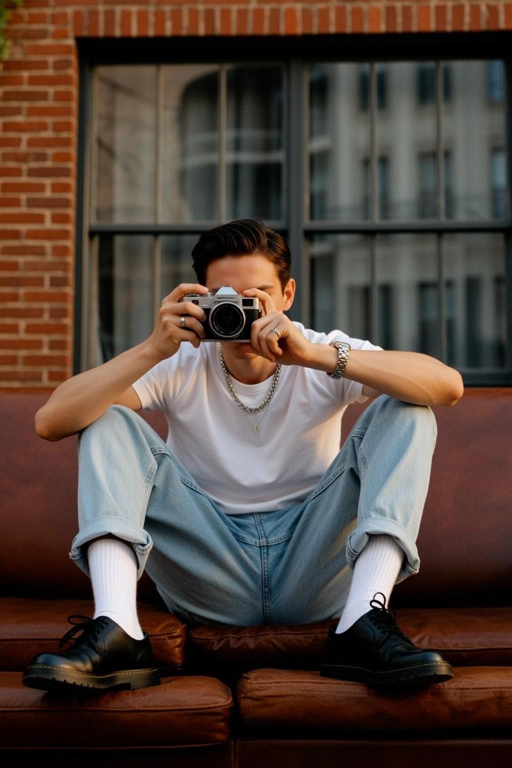Camera On Lap Golden Hour