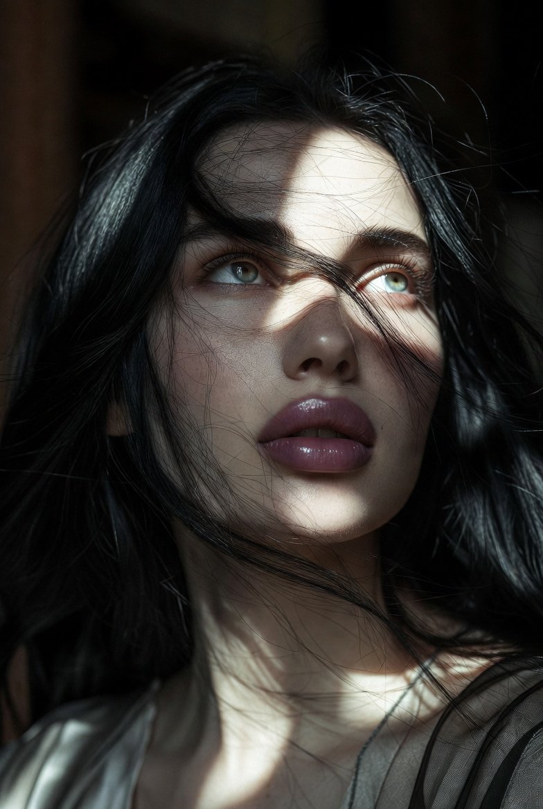 Wind Swept Hair And Mauve Lips