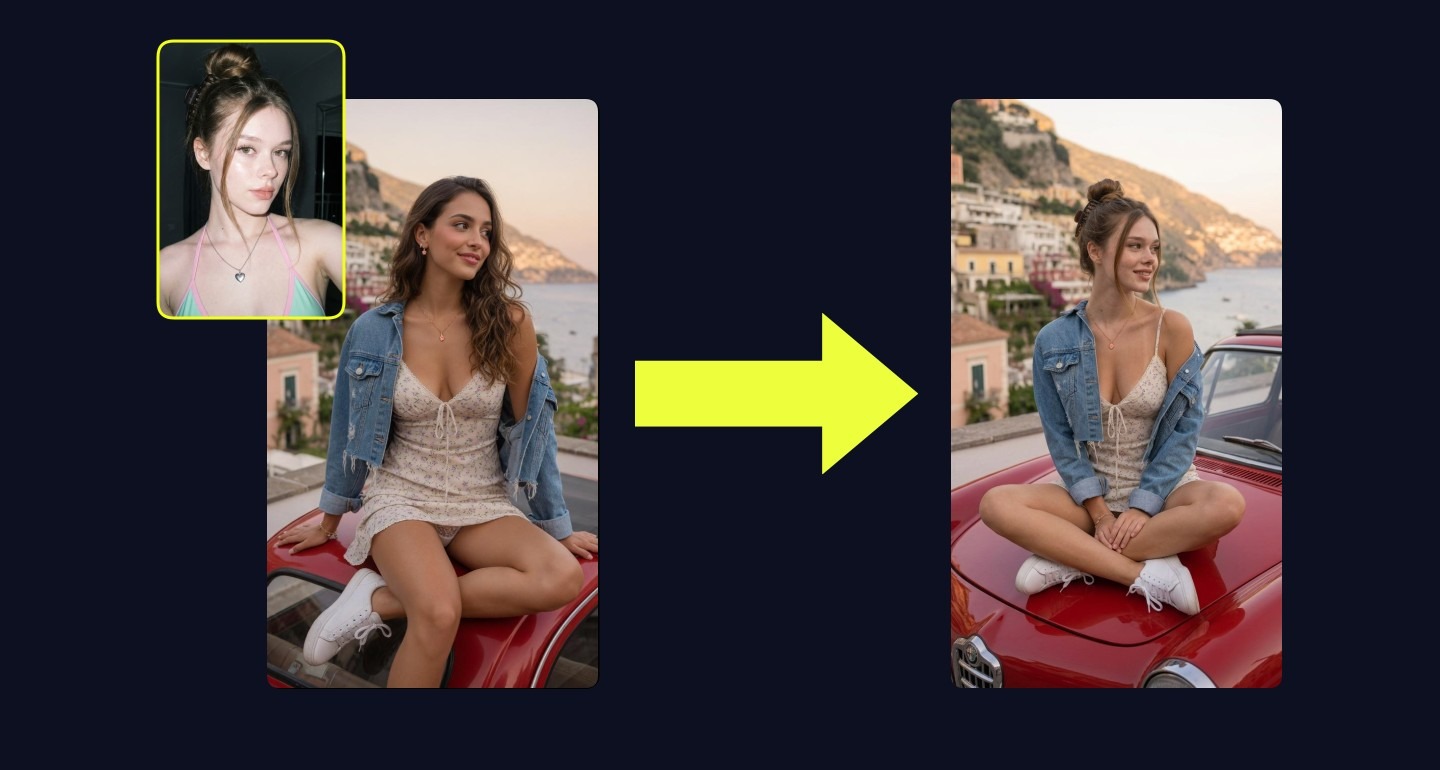 Mila remix walkthrough for Vintage Red Car Positano Italy Golden Hour