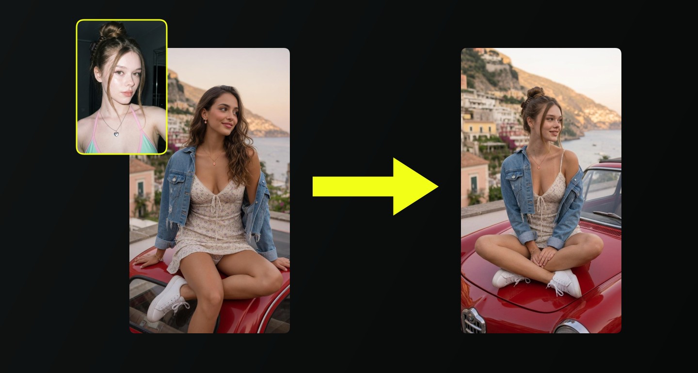 Mila remix walkthrough for Vintage Red Car Positano Italy Golden Hour