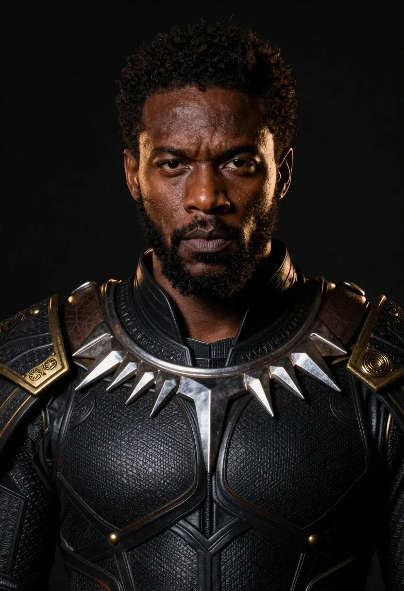 Portrait Black Man With Short Curly Hair And Beard Wearing