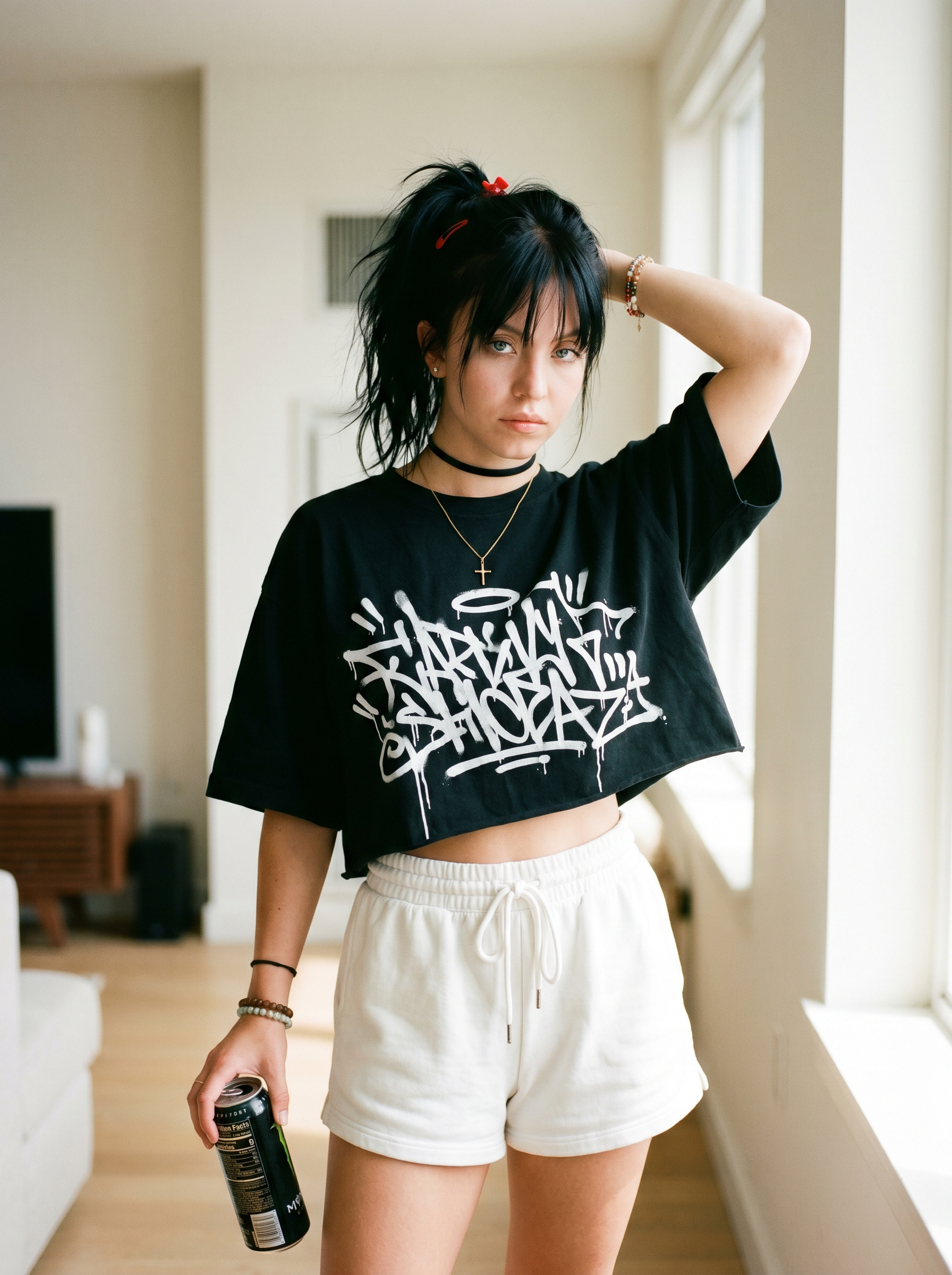 Modern Apartment Wearing Graffiti T Shirt And Sweat