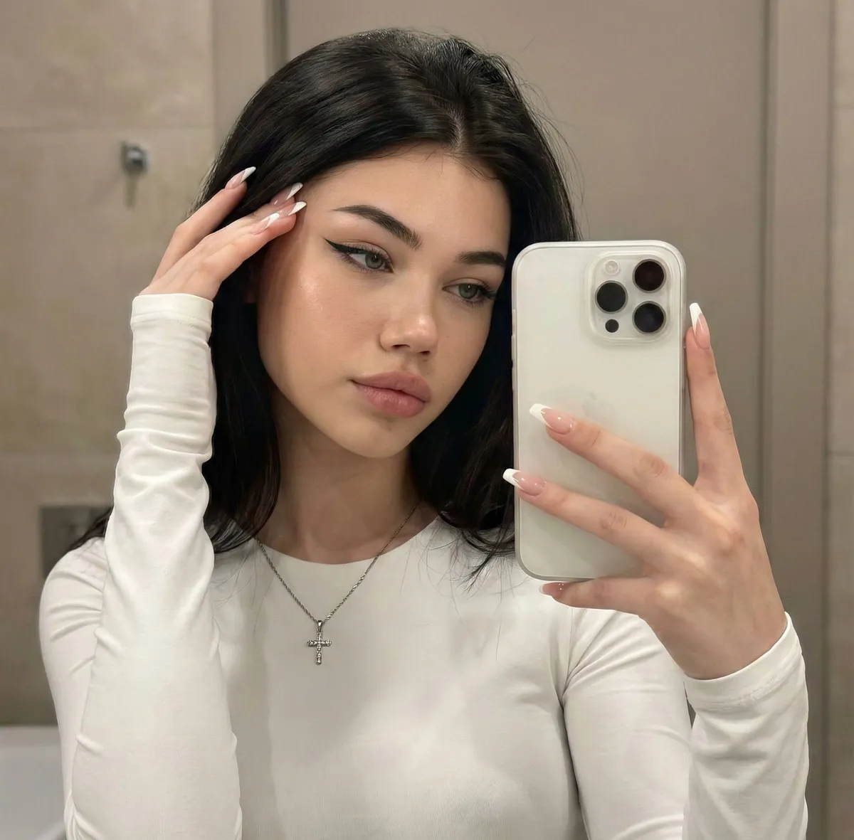 Makeup And Manicure In Mirror Selfie