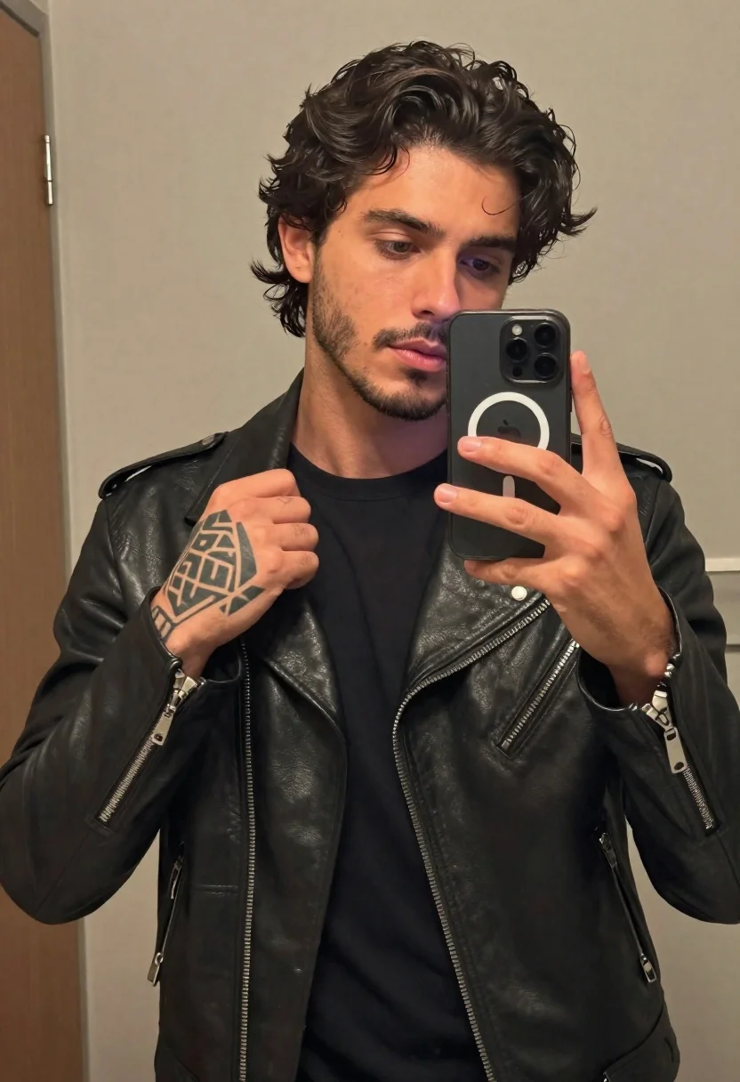 Subject Young Man With Dark Wavy Hair And Facial Stubble reference photo