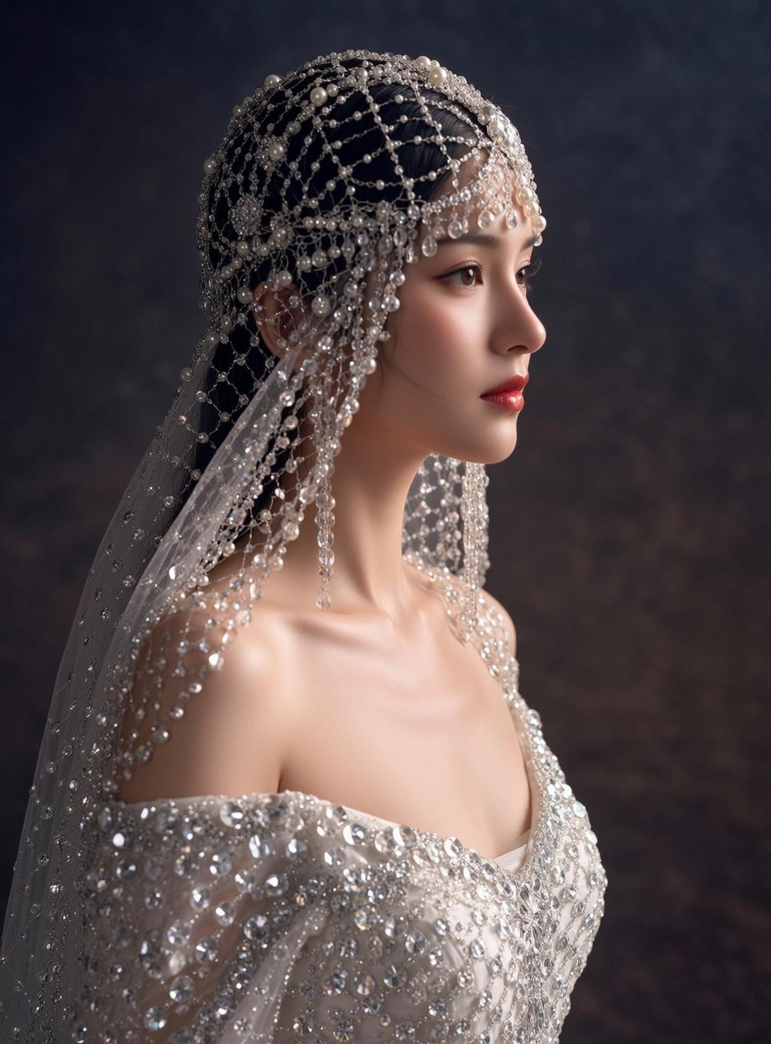 Bride Profile Studio Dark Backdrop Crystal Earrings