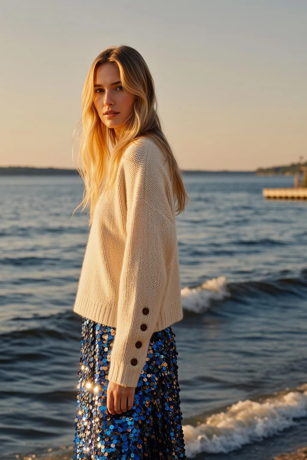 Barefoot Sweater Standing Portrait