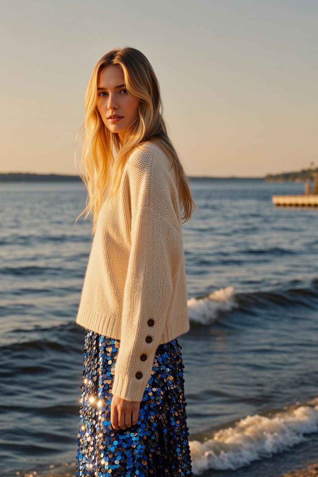 Barefoot Sweater Standing Portrait