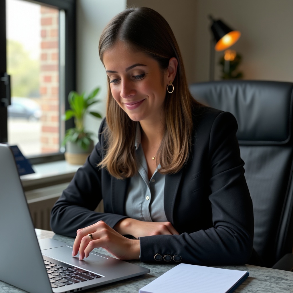 Professional Woman Working At Her Desk