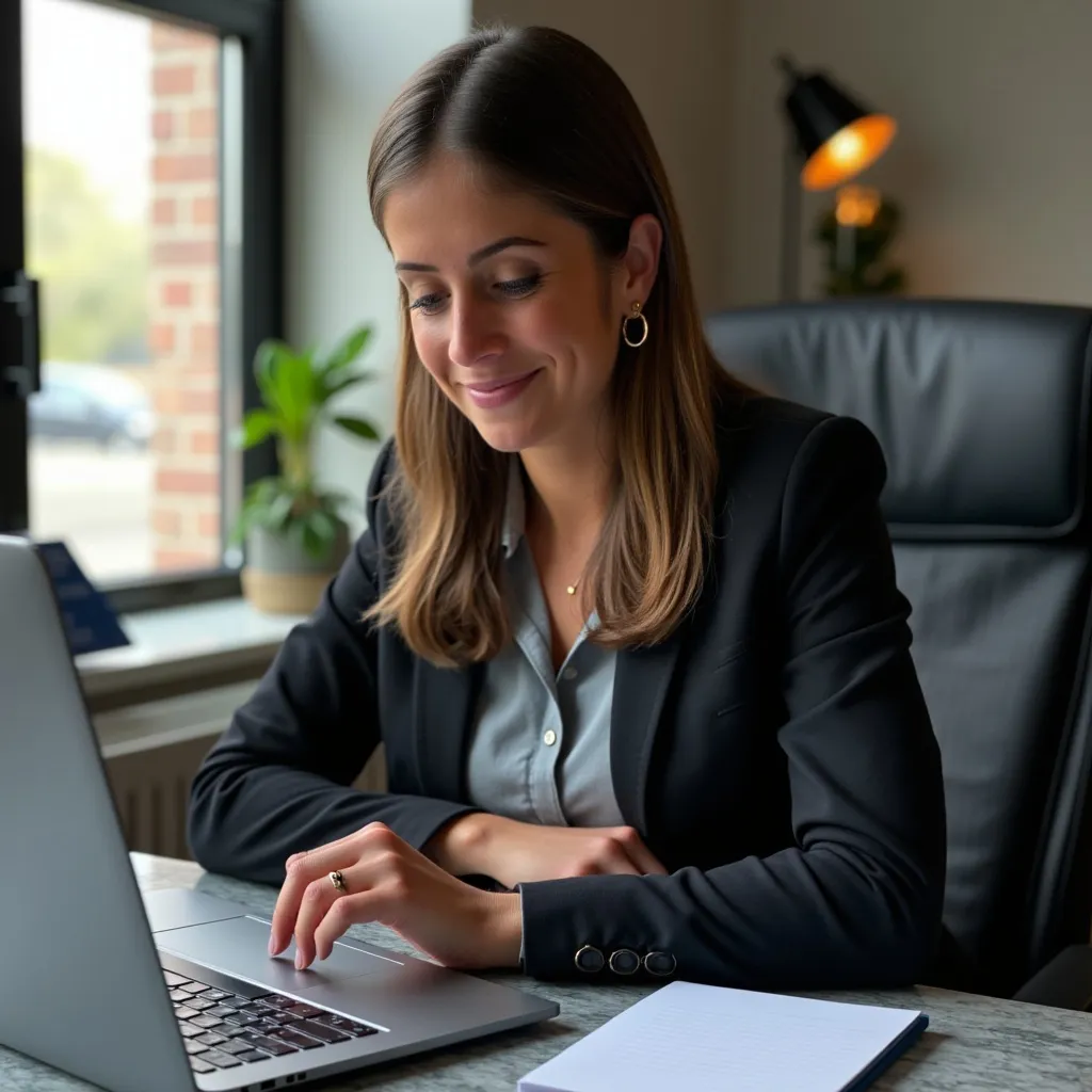 Professional Woman Working At Her Desk