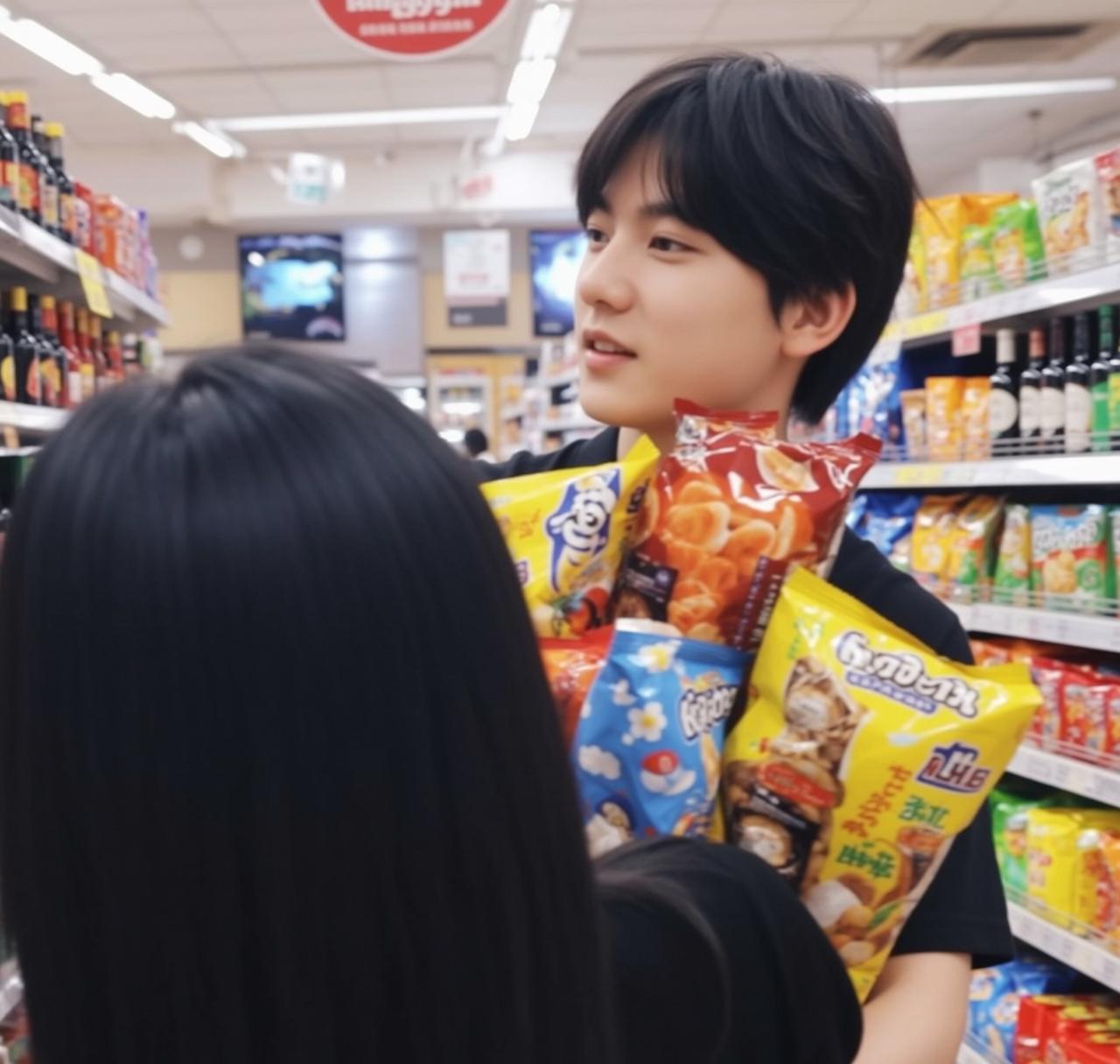 Explore Standing Grocery Store Aisle Facing Slightly