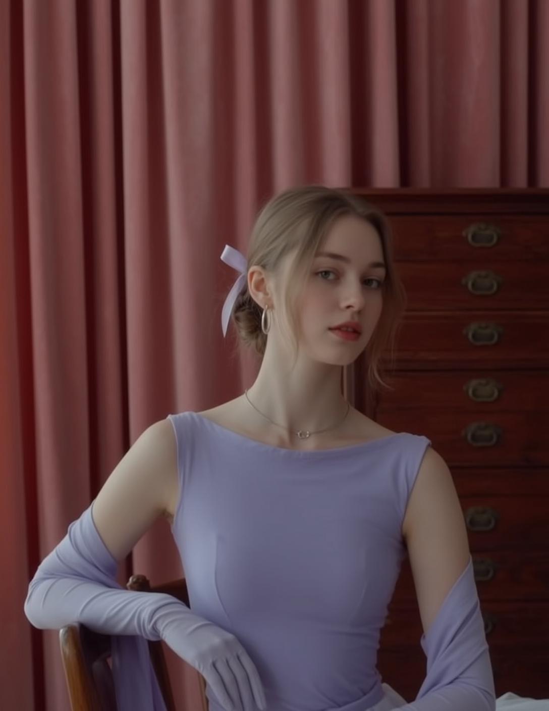 Lavender Gloves Red Curtain Chair