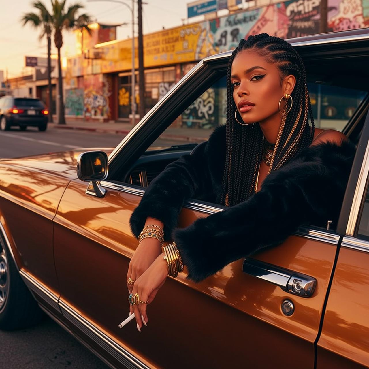 Braids Car Window Cigarette