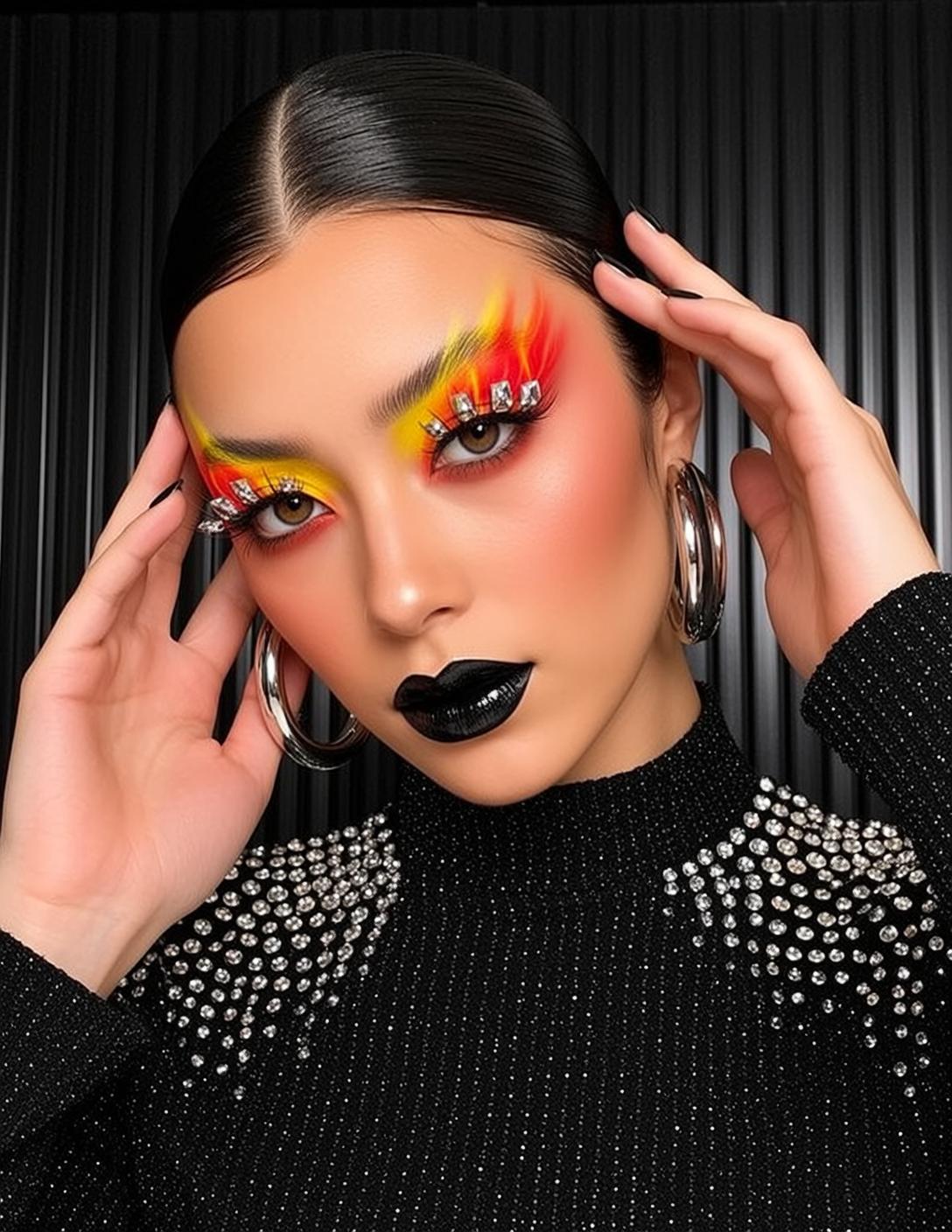 Makeup Captured Close-up Facing Directly Towards Her