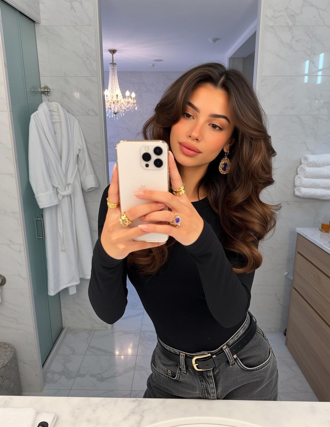 Black Top Bathroom Selfie