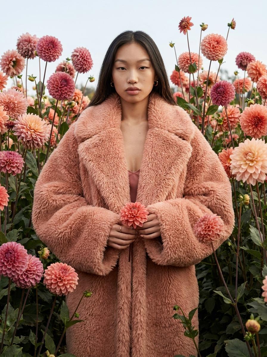 Luxury Floral Fashion Portrait In Dahlia Field