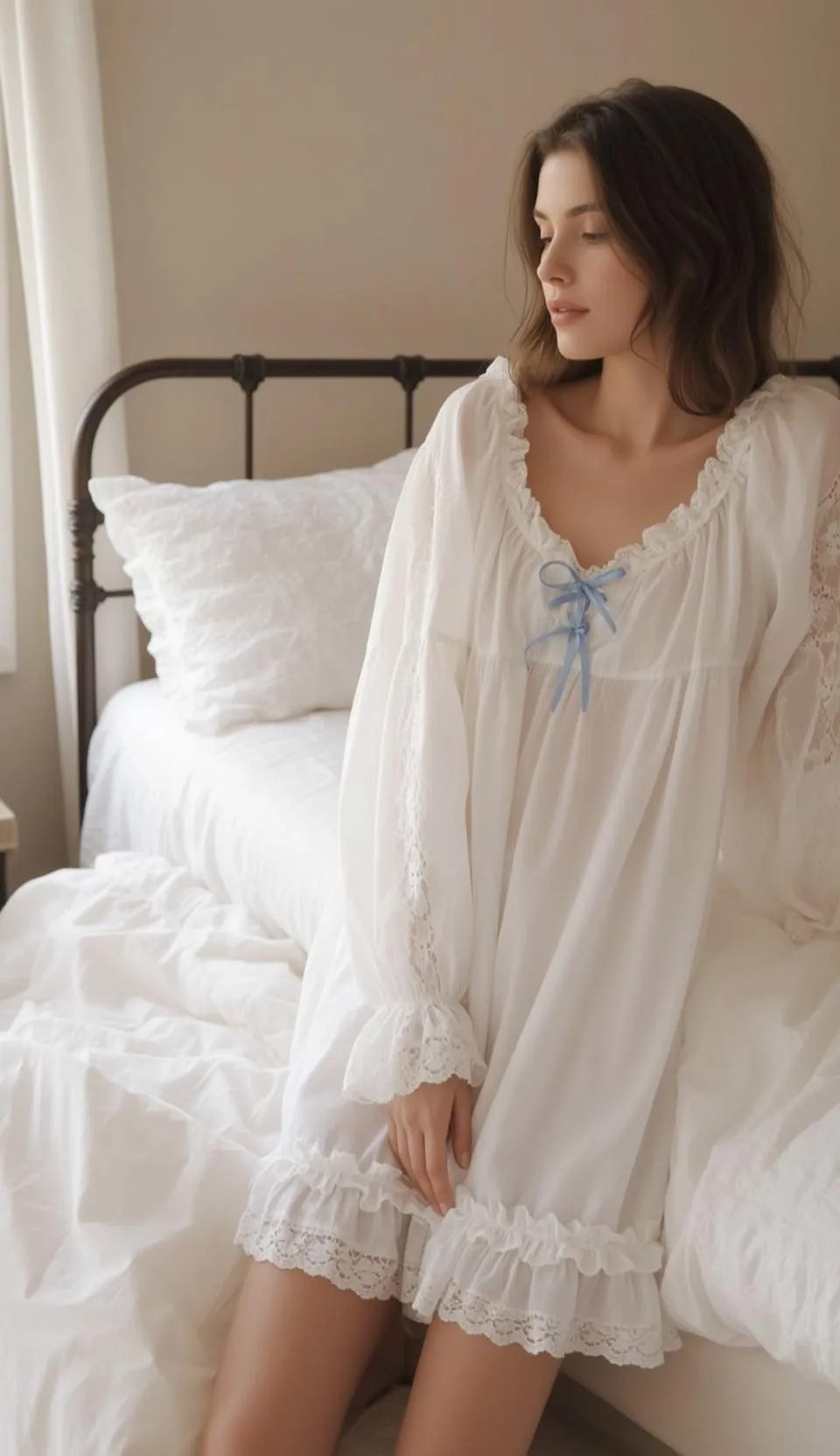 Balletcore Young Brown Wavy Shoulder-length Fair White
