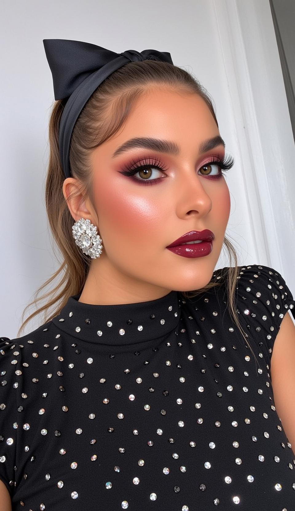 Halloween Makeup Young Brown Pulled Back Ponytail