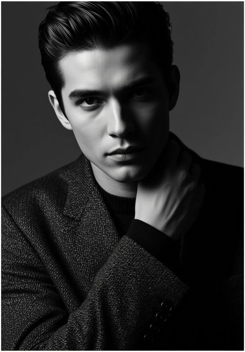 Photorealistic Portrait Young Man Facing Slightly Left With His Right