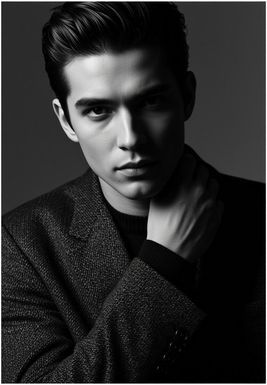 Photorealistic Portrait Young Man Facing Slightly Left With His Right