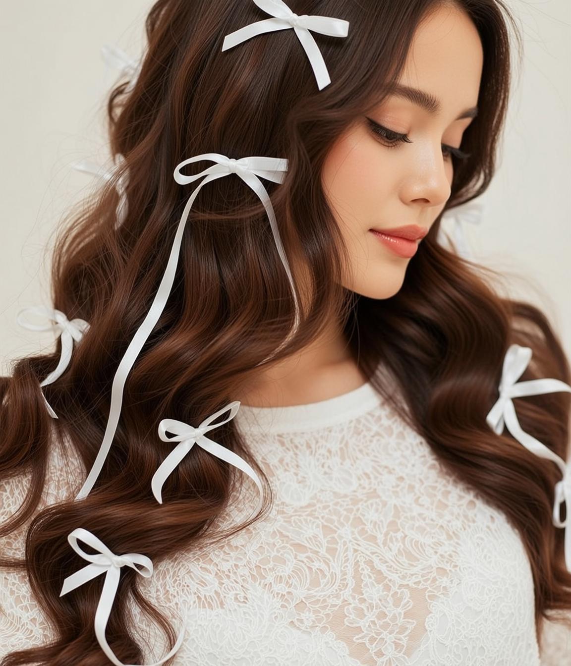 White Lace Top With Bows