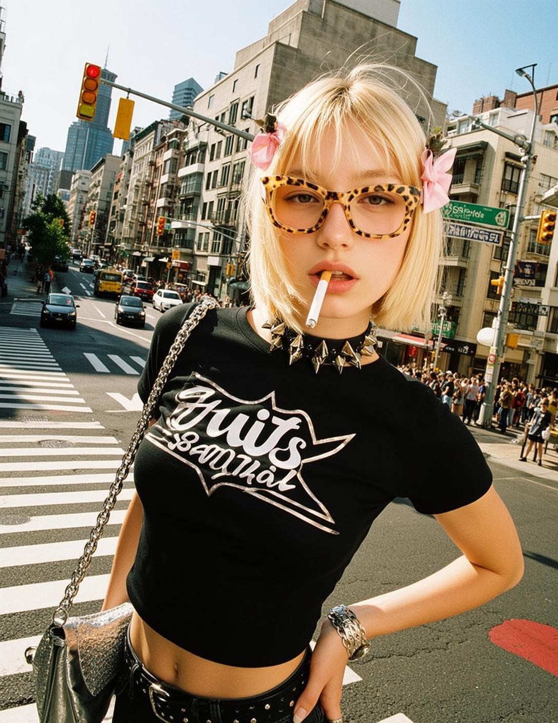 Fisheye Young Short Blonde Bob Fair Black