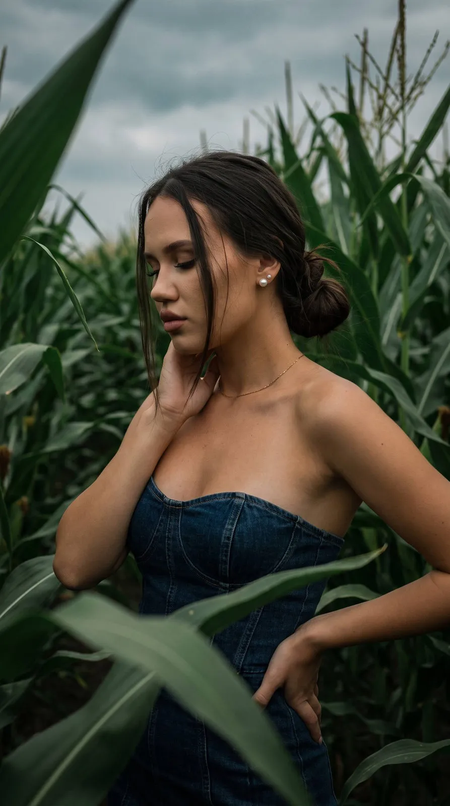 Cornfield Dark Strapless Denim Corset