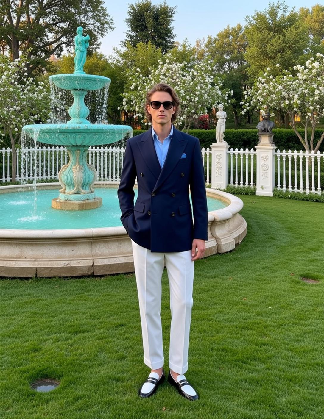 Blue Shirt Garden Fountain