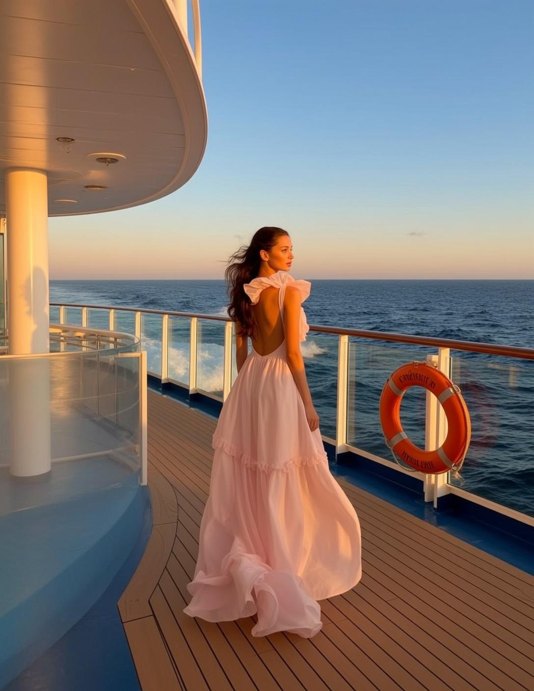 Pink Ruffle Cruise Ship Sunset