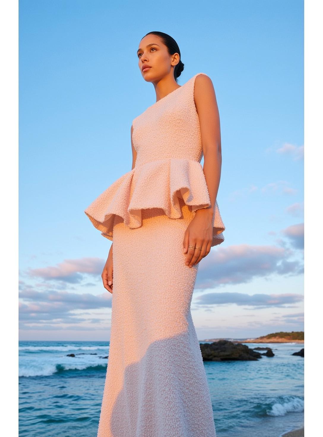 Peach Boucle Beach Dress
