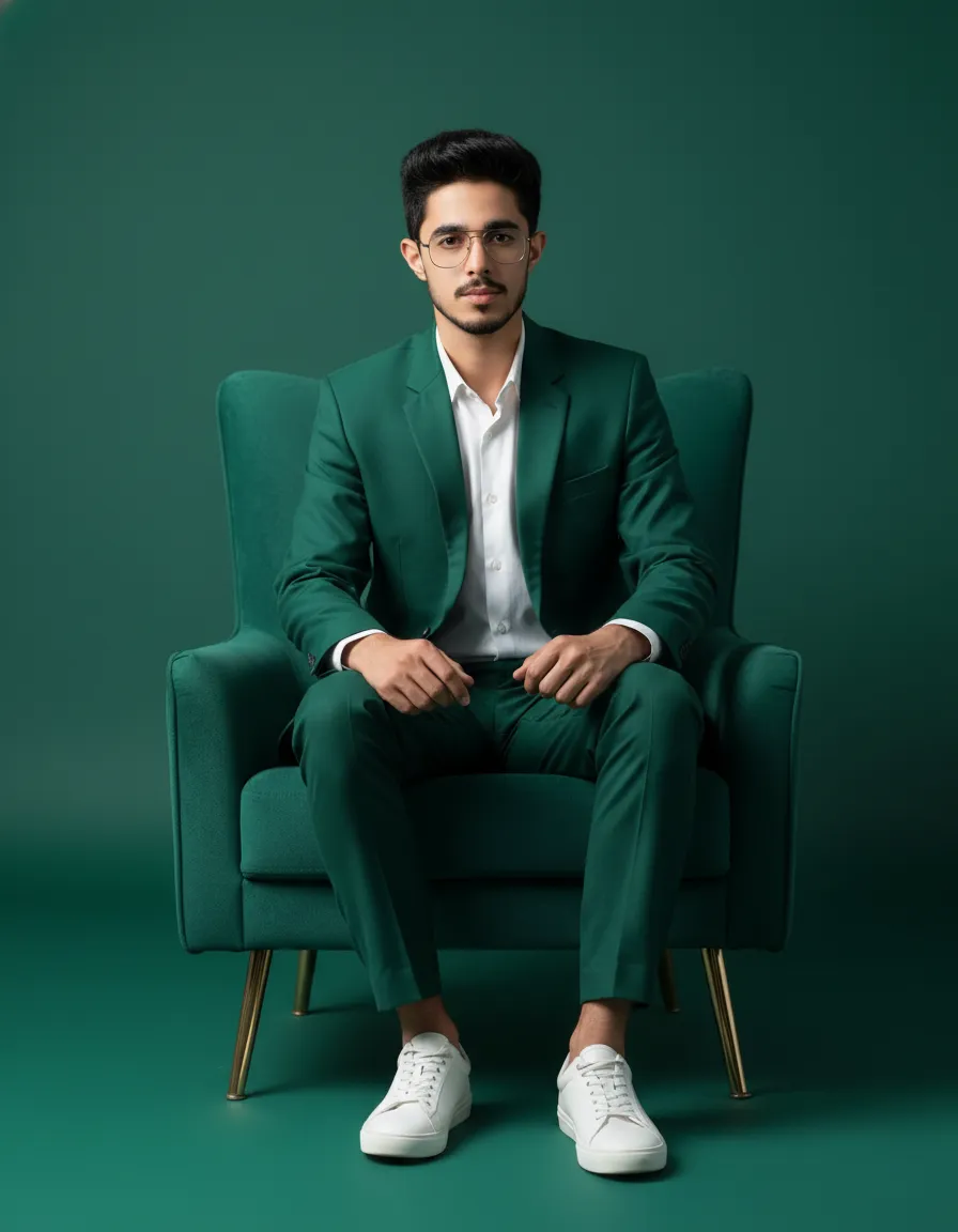 Wristwatch With An Emerald Suit In A Portrait