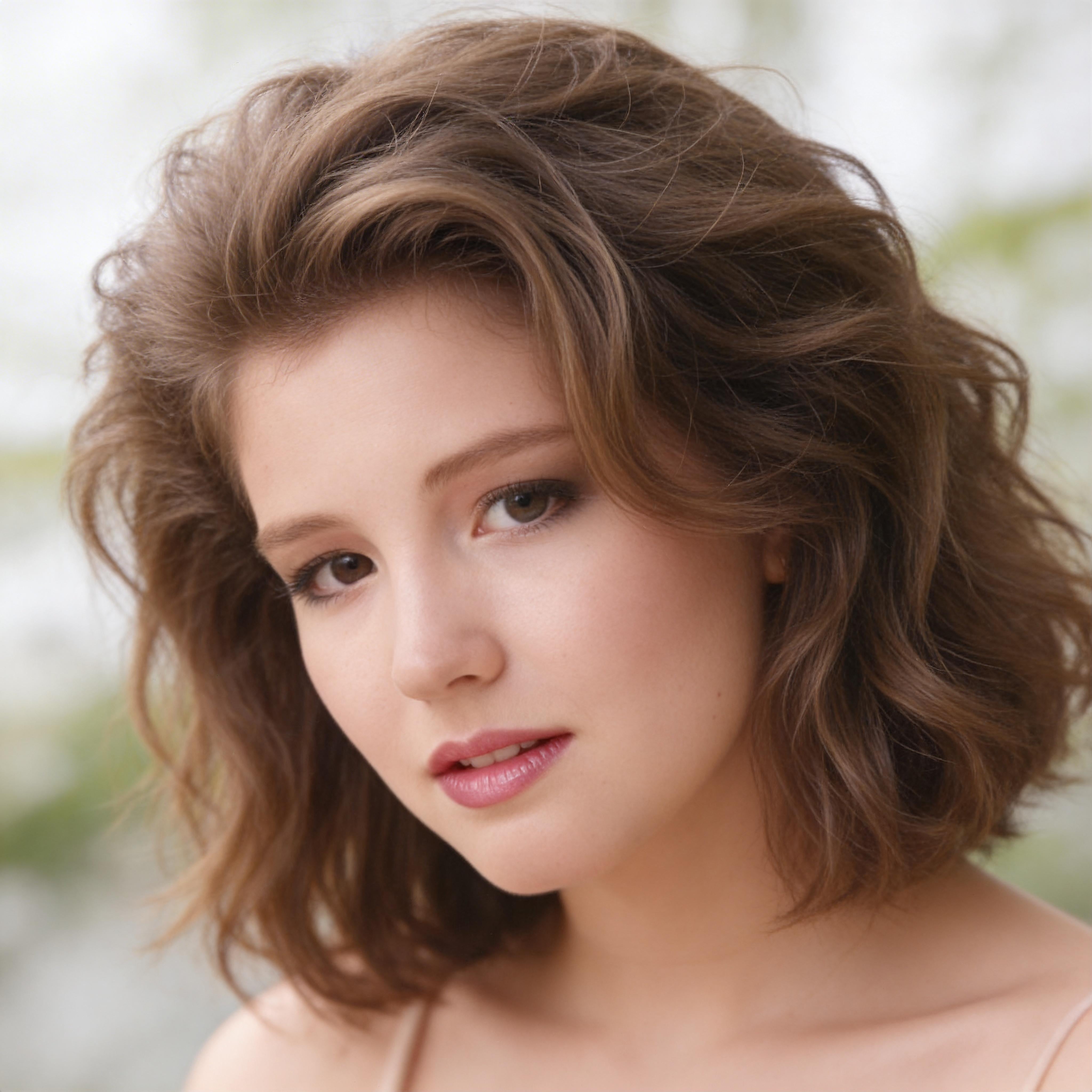 Soft Focus Outdoor Portrait Wavy Brown Hair