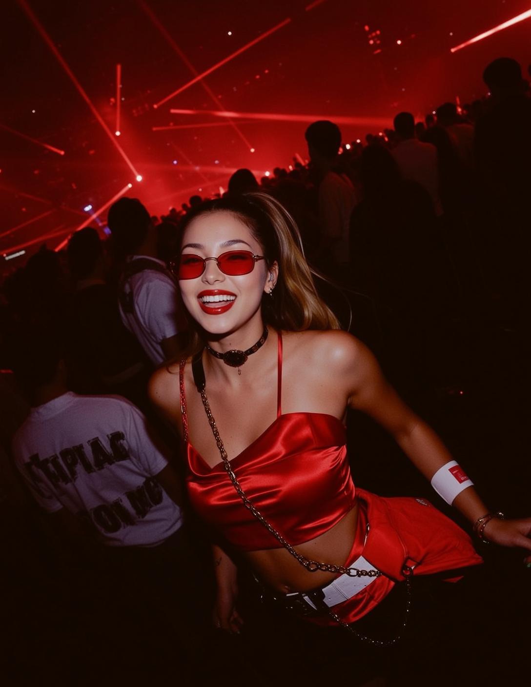 Red Satin Crop Top Skirt