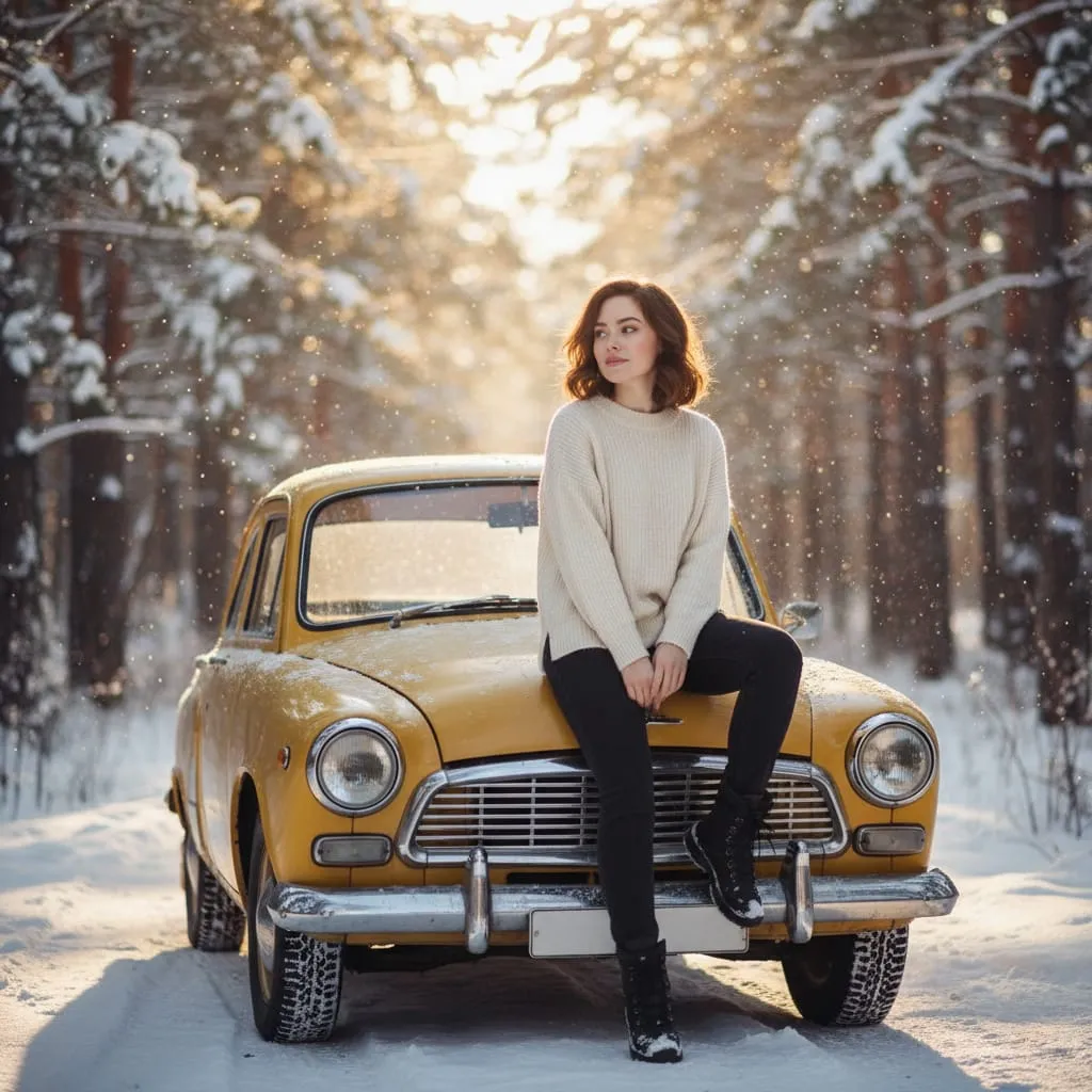 Golden Hour Dreams: A Vintage Winter Escape