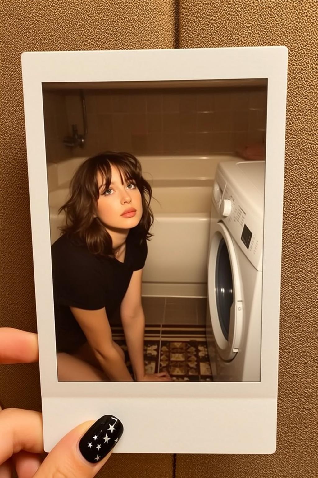 Kneeling Bathroom Thoughtful Pose
