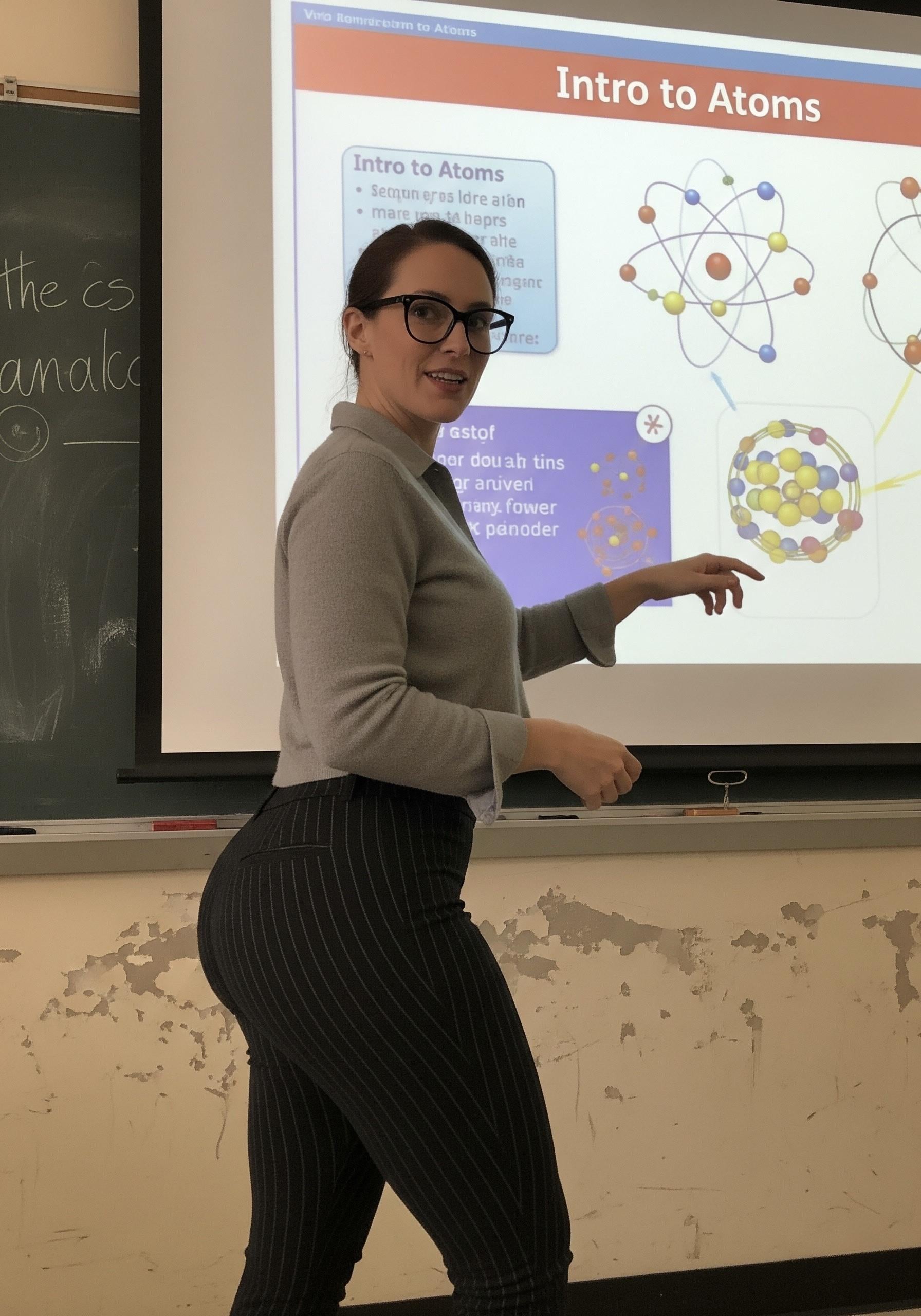 Classroom Atom Model Projector Screen Gentle Smile