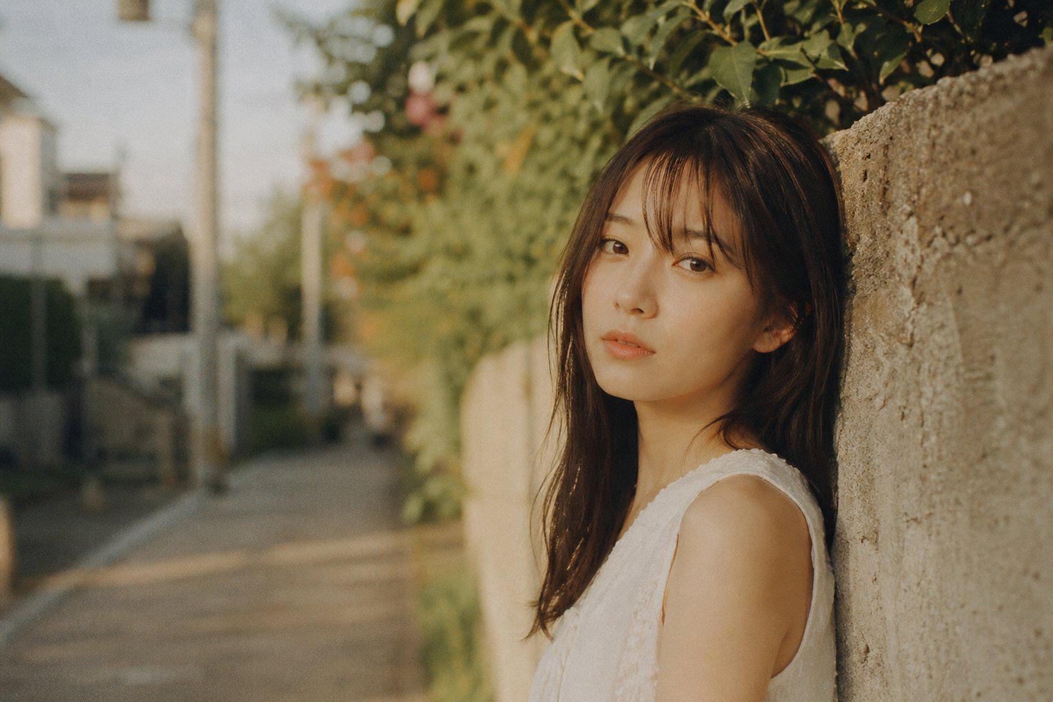 Japanese Girl Film Portrait Warm Tones Outdoor Street