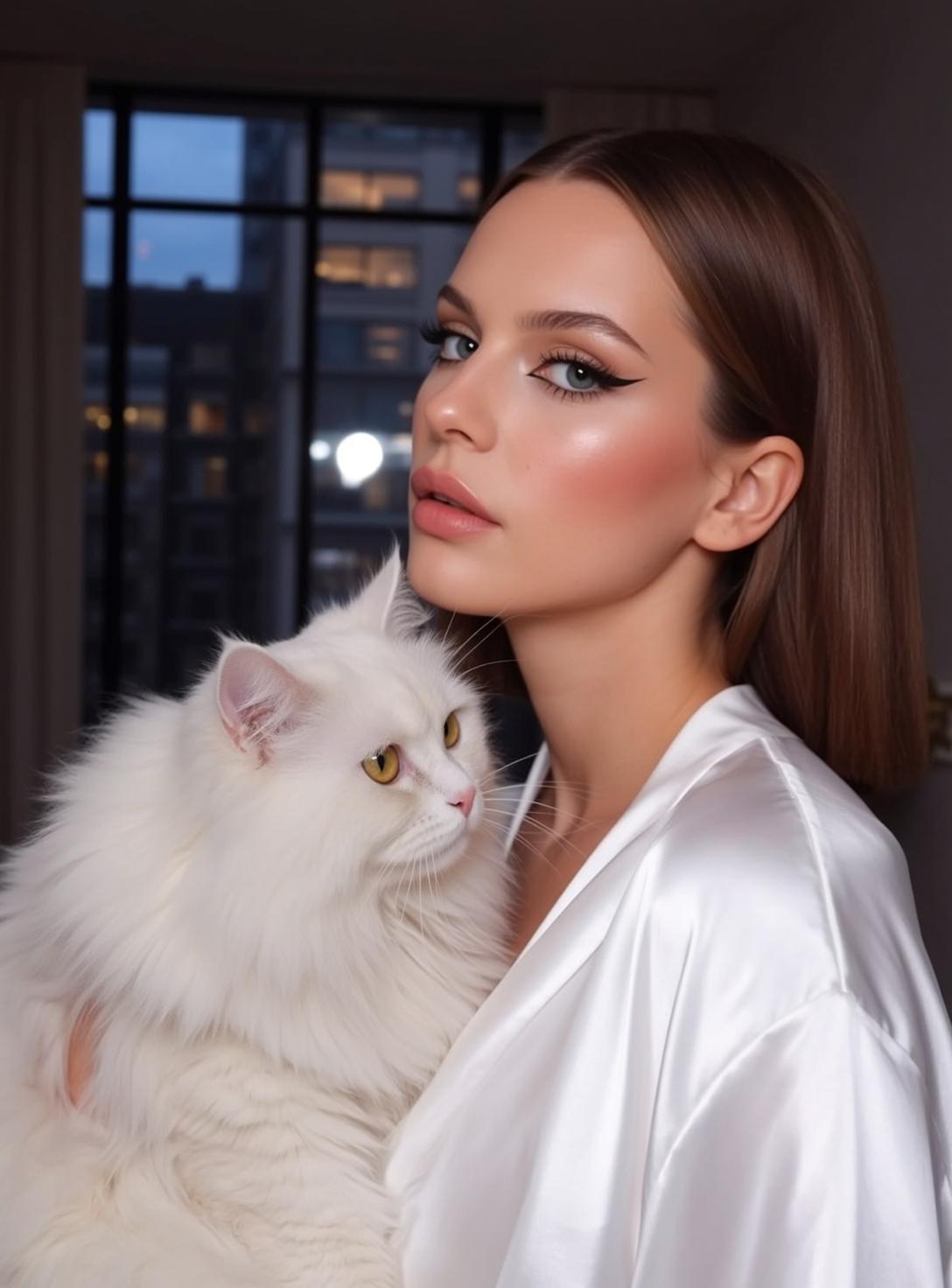 Explore Holding Fluffy White Cat Her Body