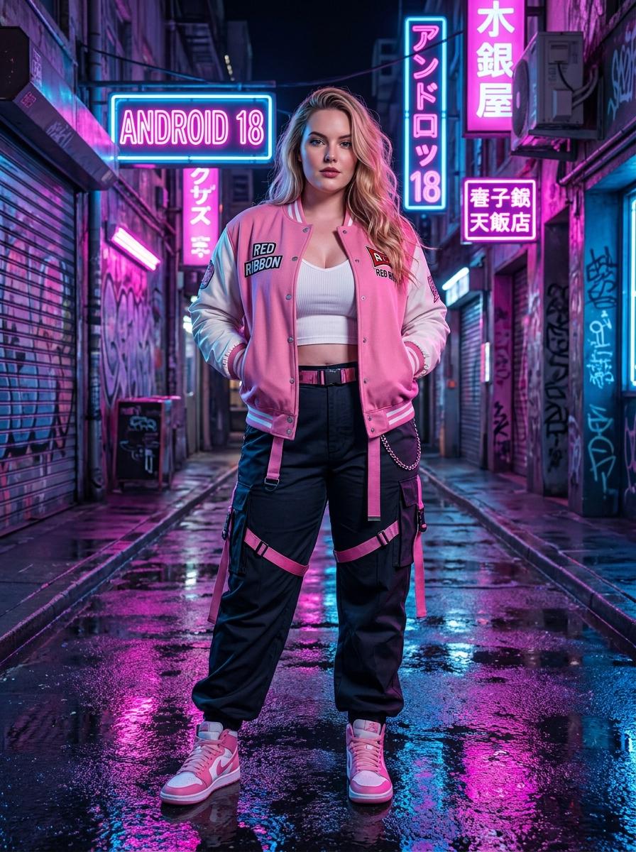 Pink Varsity Jacket Urban Alley Night