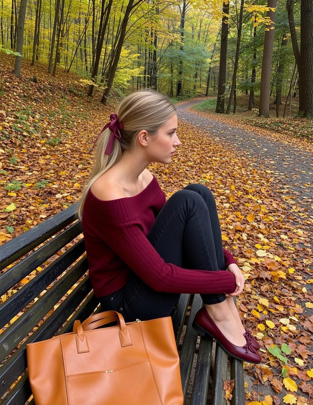 Burgundy Sweater Ponytail Portrait