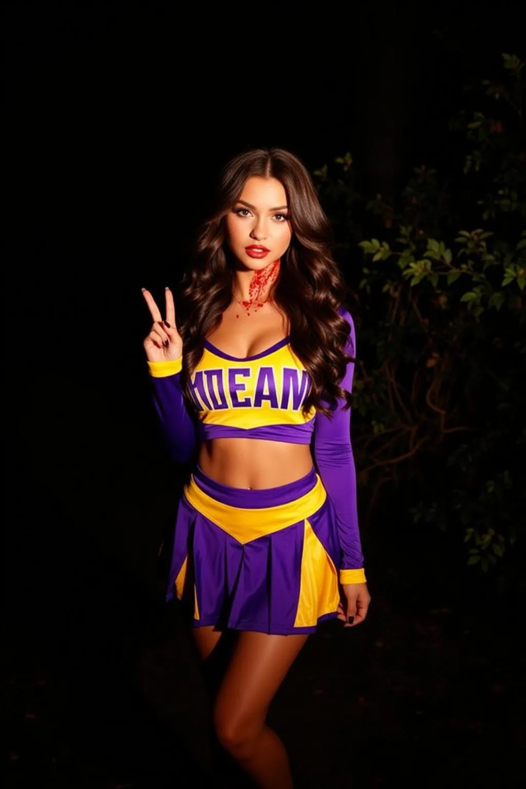 Purple Yellow Peace Sign Pose