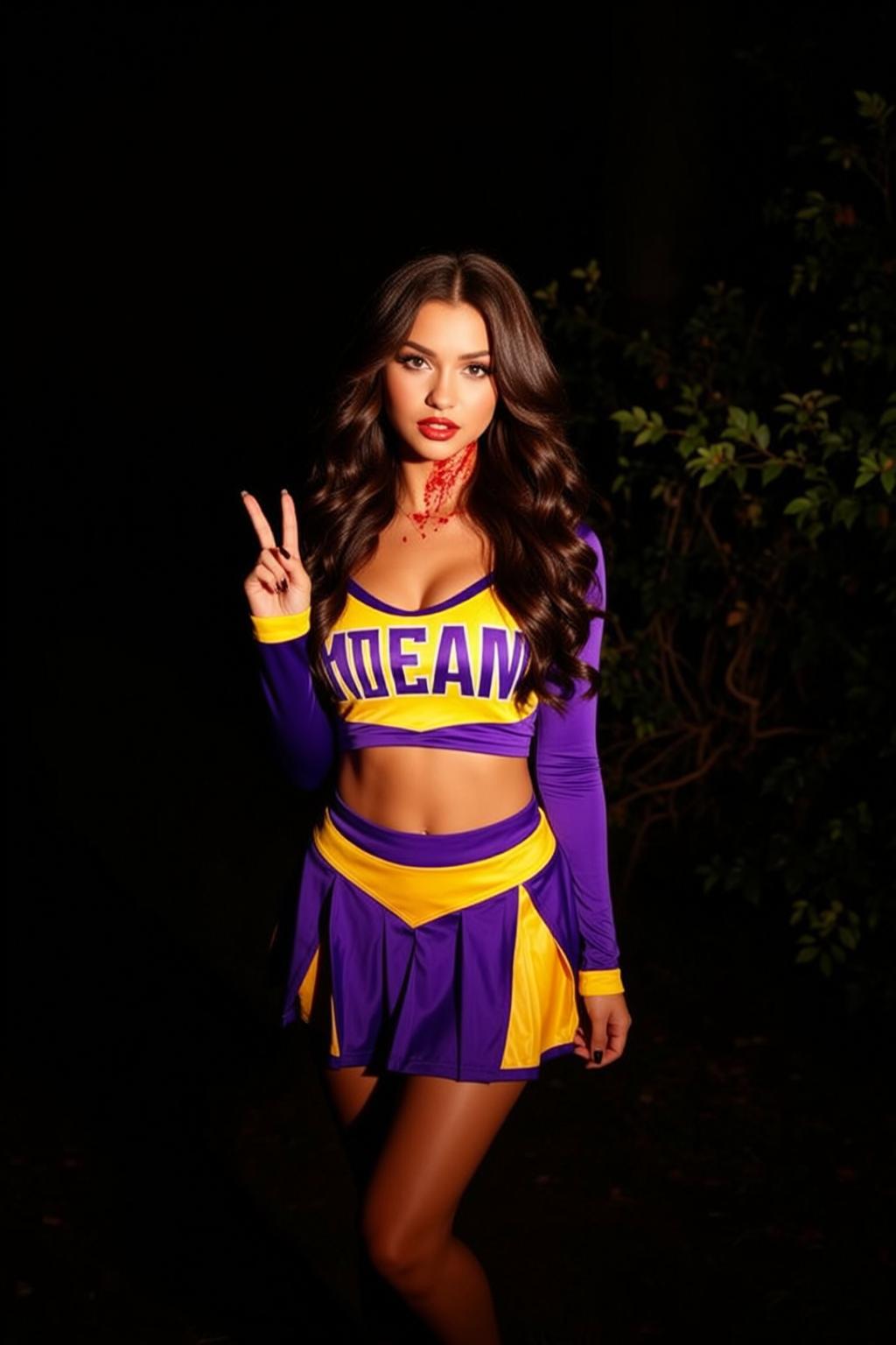 Purple Yellow Peace Sign Pose