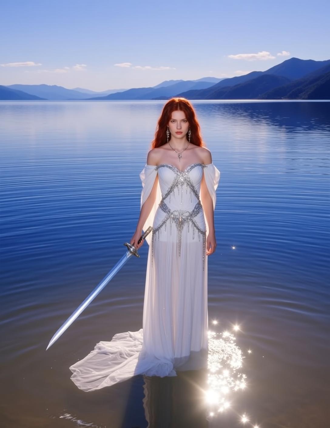 White Dress Mountain Lake Sword