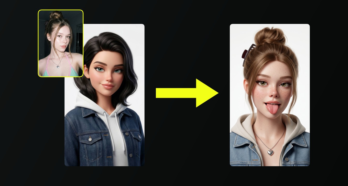 Mila remix walkthrough for Pixar 3d Avatar Playful Tongue Out White Background