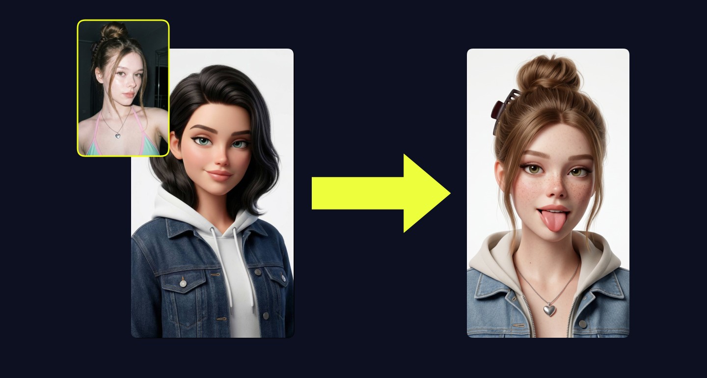 Mila remix walkthrough for Pixar 3d Avatar Playful Tongue Out White Background